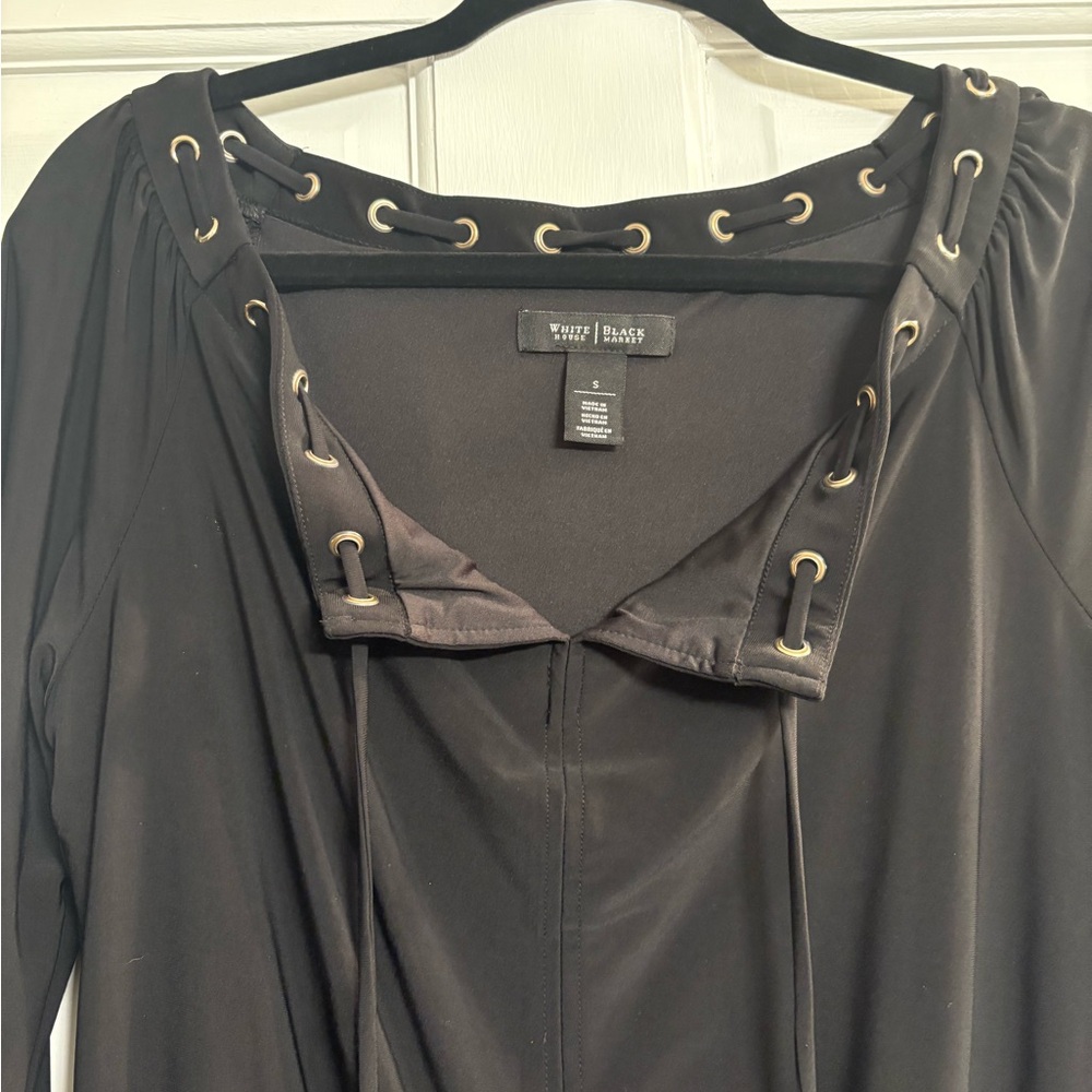White House‎ Black Market Black Dress with Gold Accents S - Picture 3 of 12